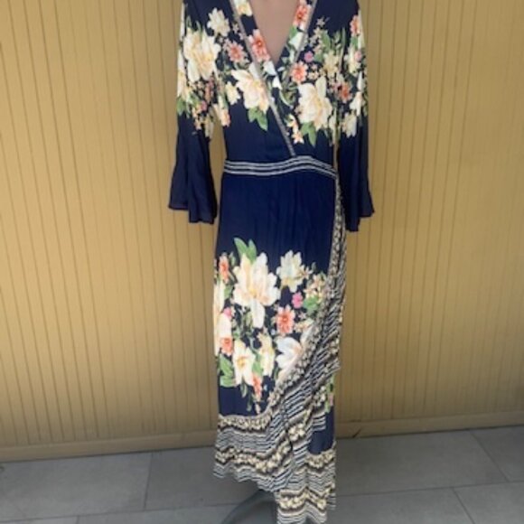 Farm Rio Midnight Flower Wrap Maxi Dress XL - Picture 5 of 14
